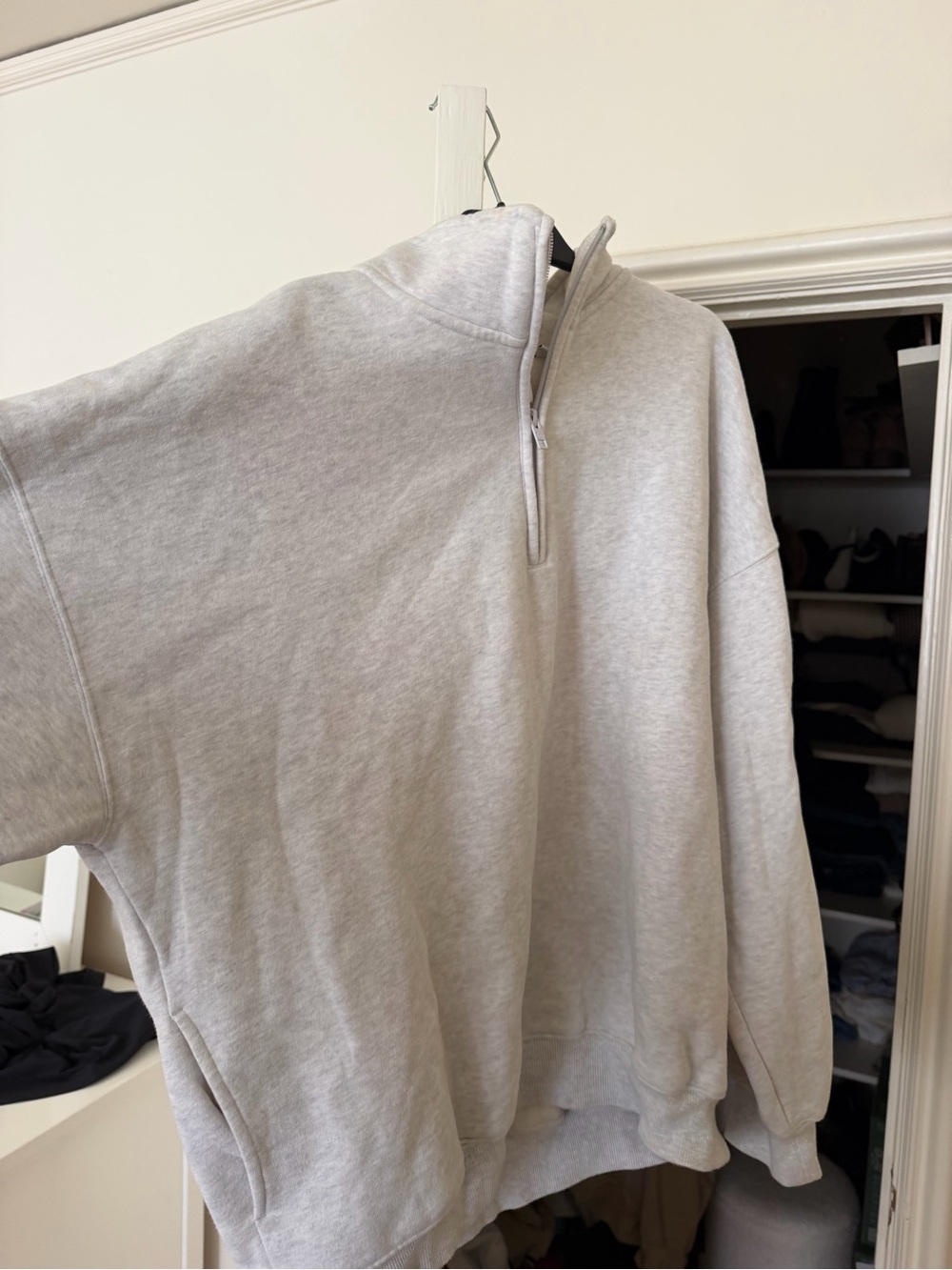 Aritzia Light Gray Women's Half-Zip Crewneck Sweater